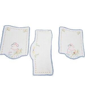 Vintage Handmade Embroidered Linen Dresser Table Vanity‎ Southern Belle Cottage